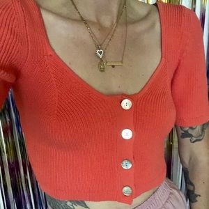 Wilfred Crop cardigan in Coral